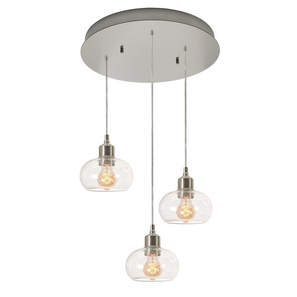 Afx Laney 3 Light Round Pendant, Medium Base 120V Satin Nickel LNYP07MBSNRND3